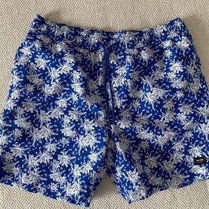 Jack Spade Blue and White Palm-Print Swim Trunks - NWT